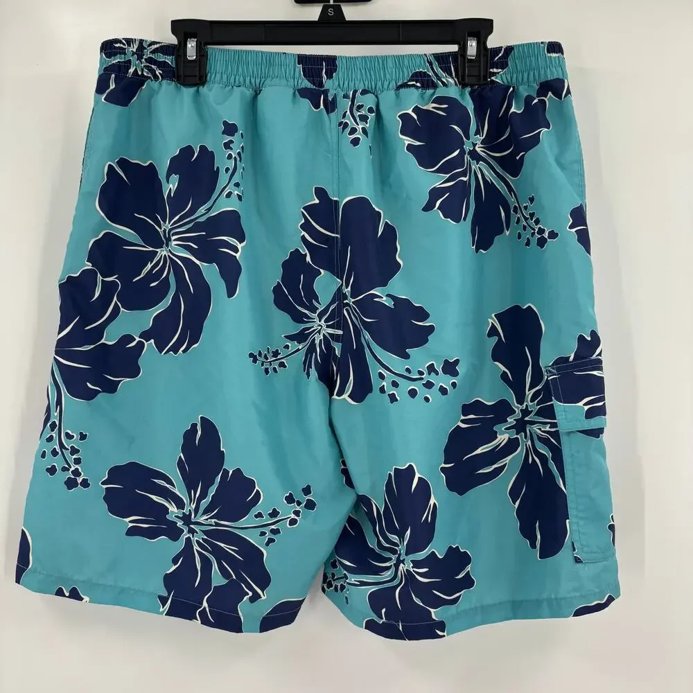 Polo Ralph Lauren Mens XL Blue Drawstring Floral Pattern Board Shorts
